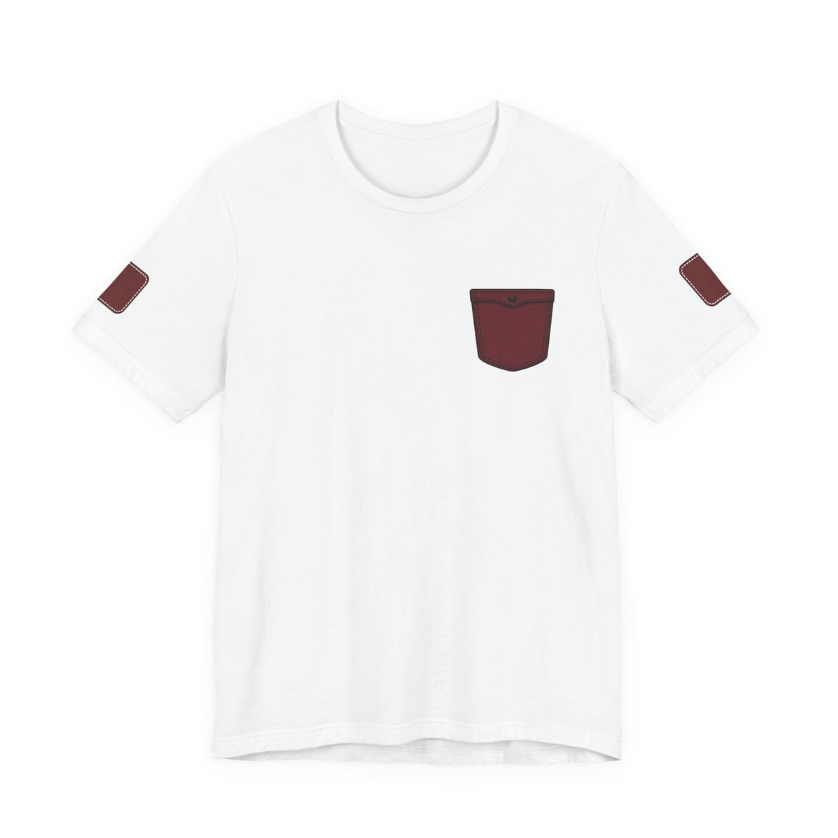 Burgundy Pocket Print Unisex Graphic T-Shirt