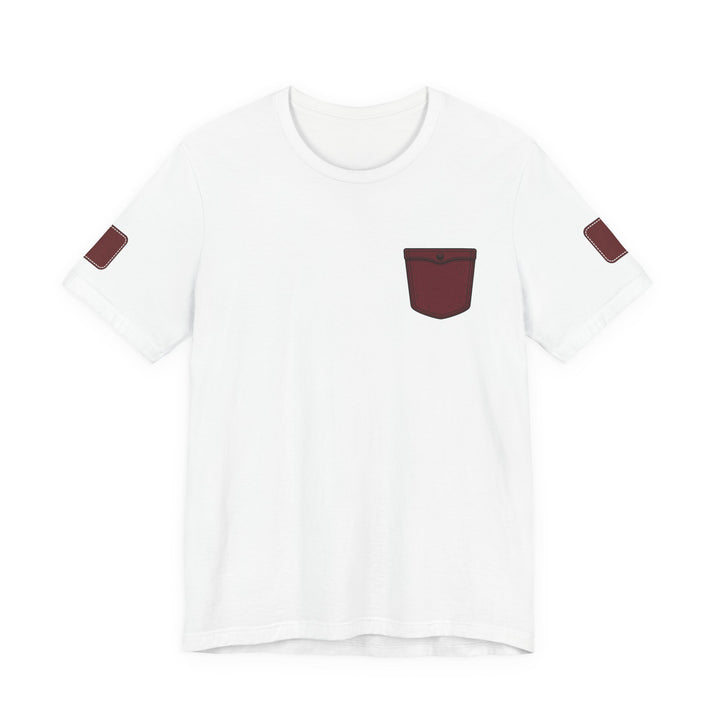 Burgundy Pocket Print Unisex Graphic T-Shirt
