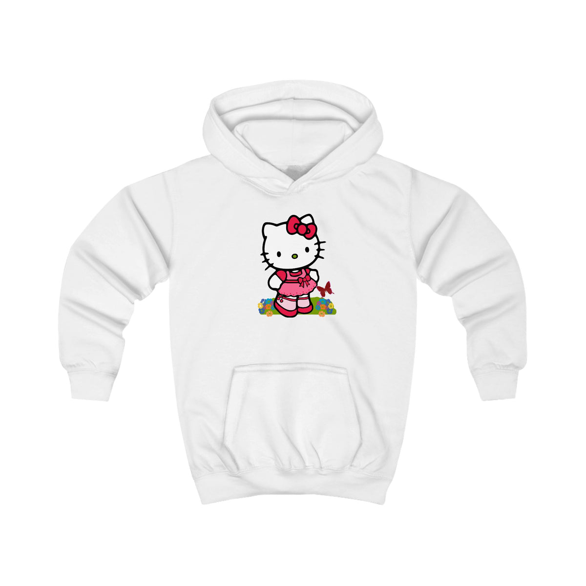 Red Bow Cat Kids' Graphic Hoodie