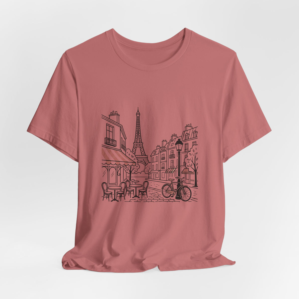 Paris Cafe Line Art Unisex Graphic T-Shirt