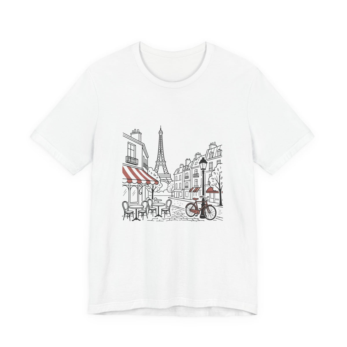Paris Cafe Line Art Unisex Graphic T-Shirt