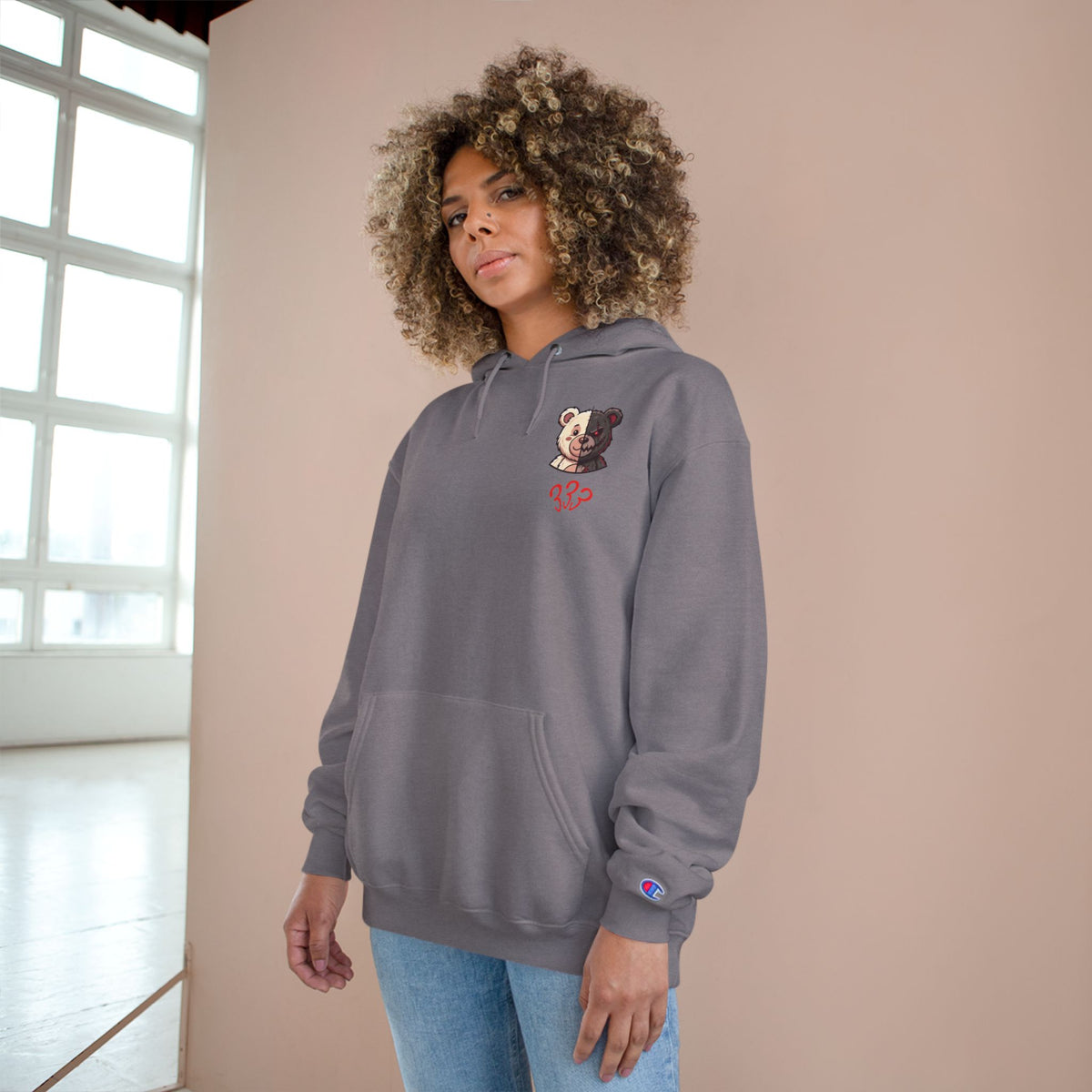 Two-Tone Bear and Om Unisex Graphic Hoodie