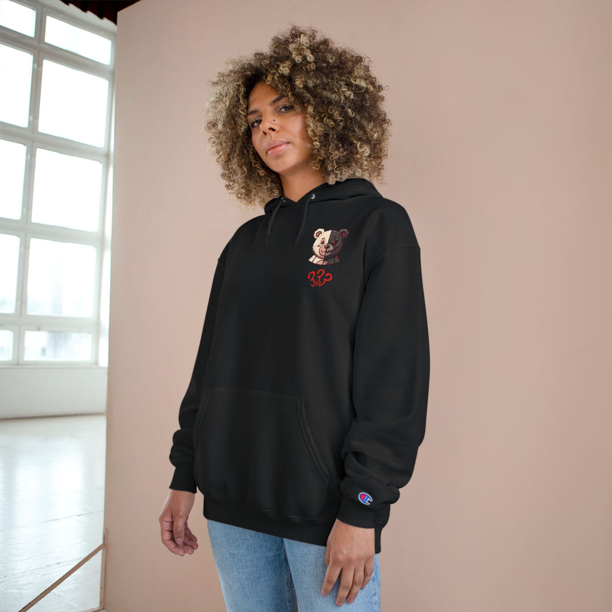 Two-Tone Bear and Om Unisex Graphic Hoodie