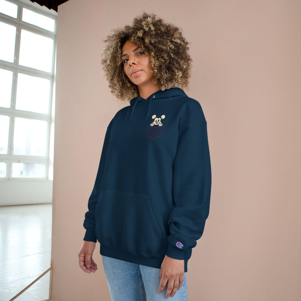 Pocket Bear Print Unisex Graphic Hoodie