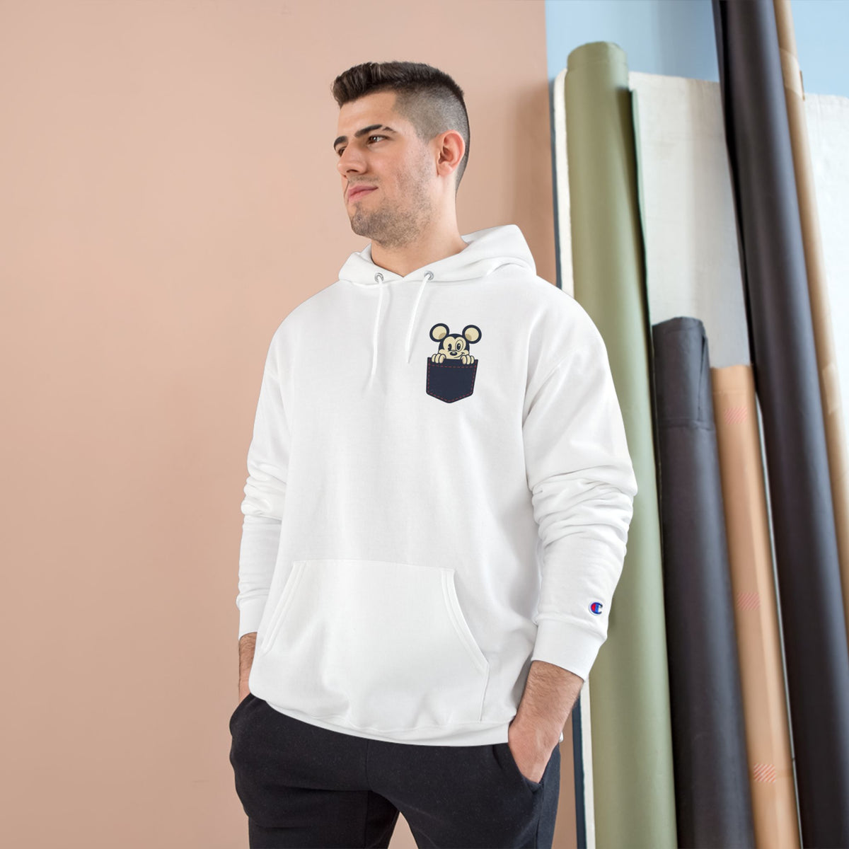 Pocket Bear Print Unisex Graphic Hoodie
