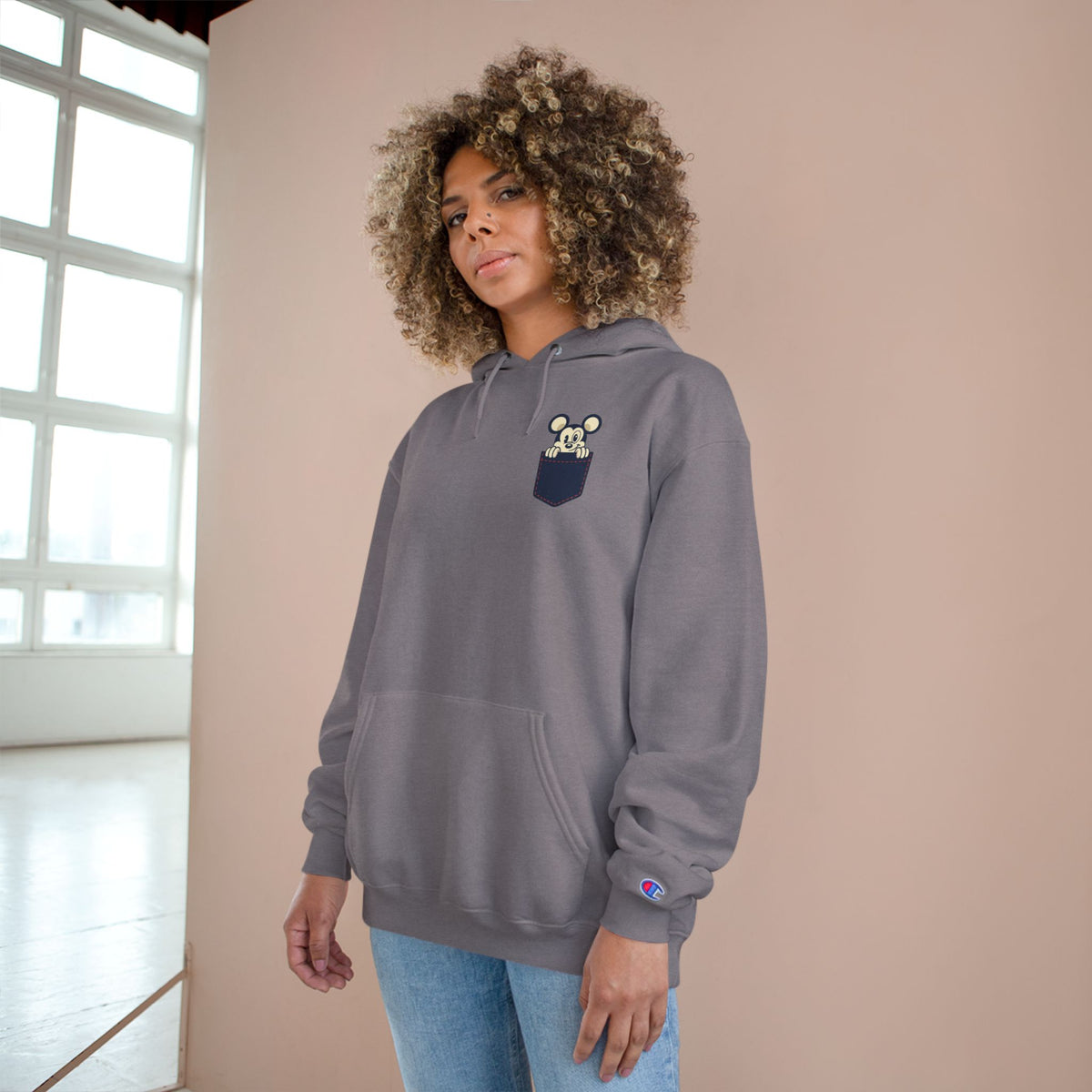 Pocket Bear Print Unisex Graphic Hoodie