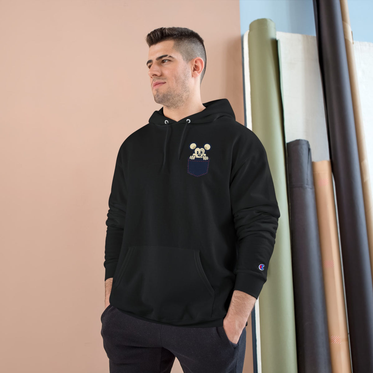 Pocket Bear Print Unisex Graphic Hoodie