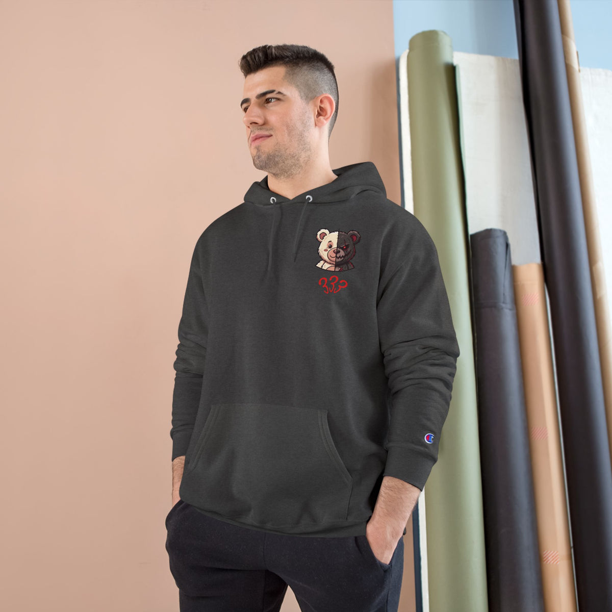 Two-Tone Bear and Om Unisex Graphic Hoodie