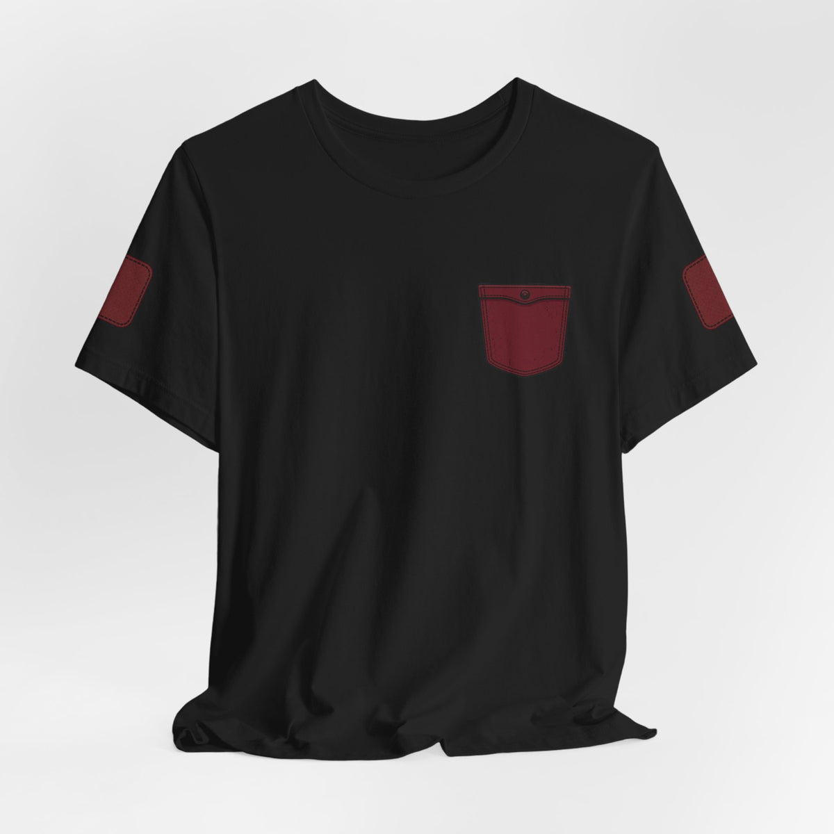 Burgundy Pocket Print Unisex Graphic T-Shirt