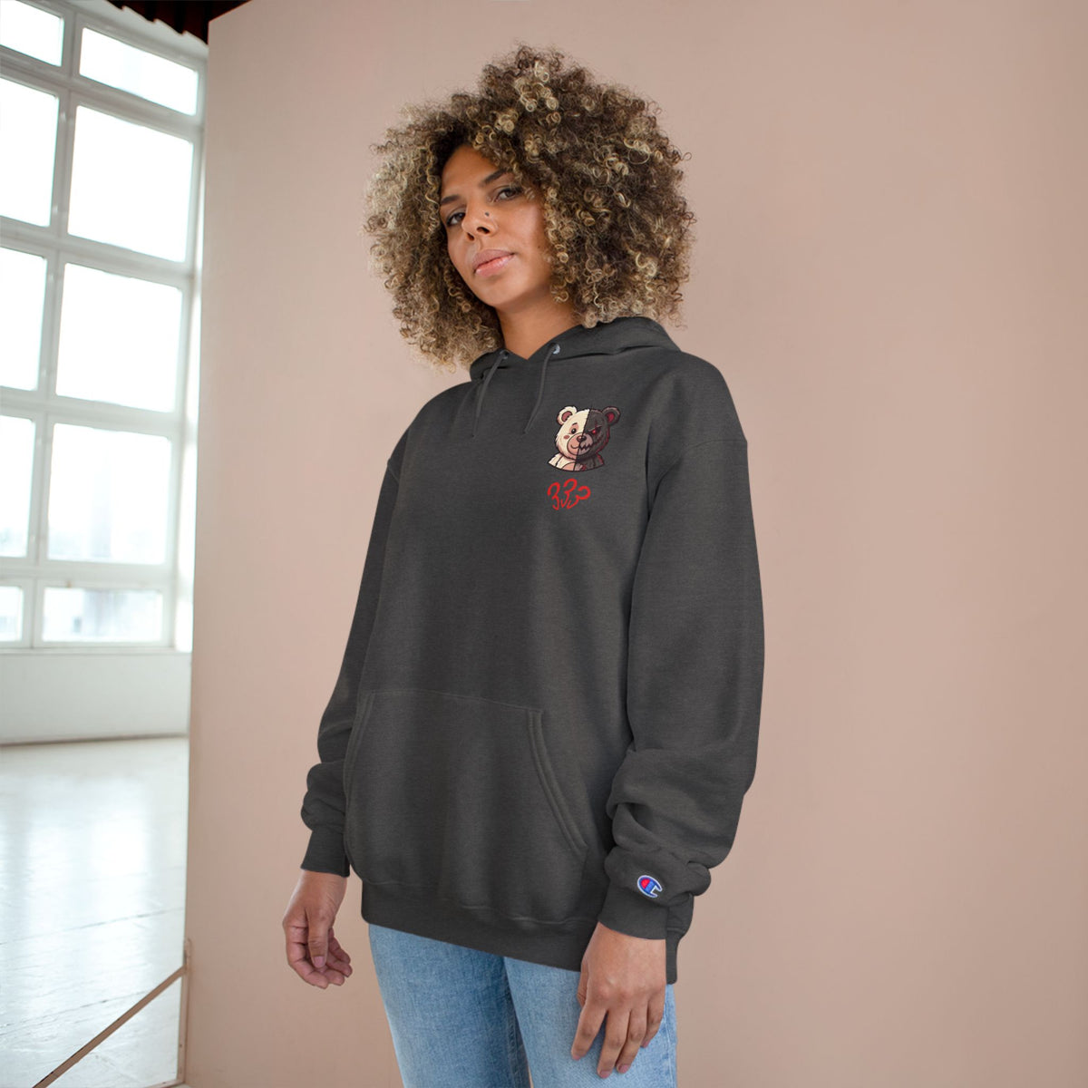 Two-Tone Bear and Om Unisex Graphic Hoodie