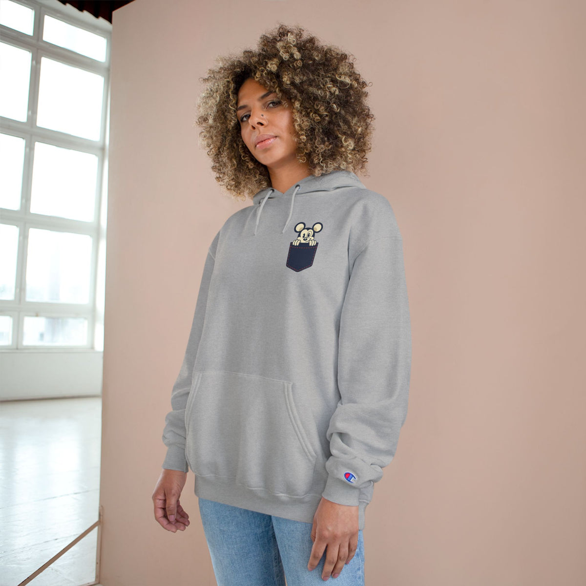Pocket Bear Print Unisex Graphic Hoodie