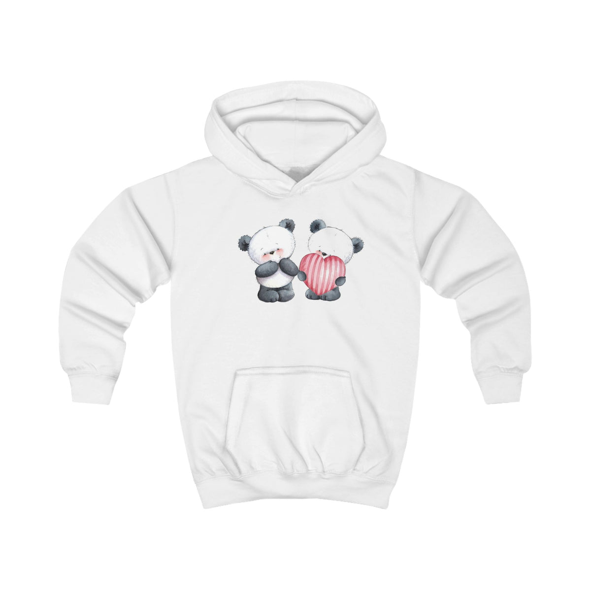 Panda Pair with Heart Kids' Graphic Hoodie