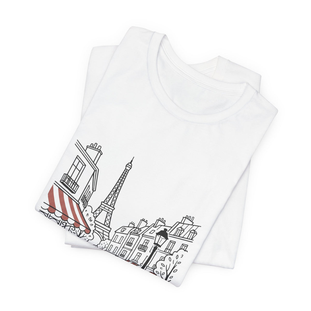 Paris Cafe Line Art Unisex Graphic T-Shirt